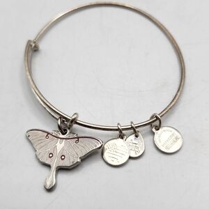 Alex and Ani Luna Bracelet Silver Tone Moth Butterfly Adjustable